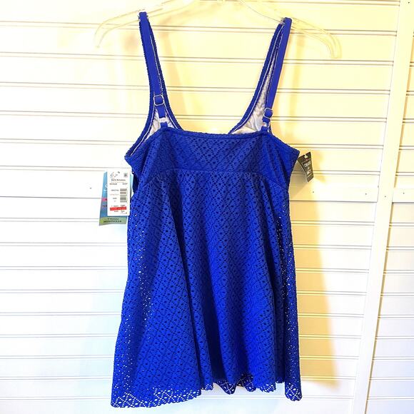 NWT Swim Solutions Tummy Control Bust Support Twist Front Crochet Swimdress - Picture 3 of 15